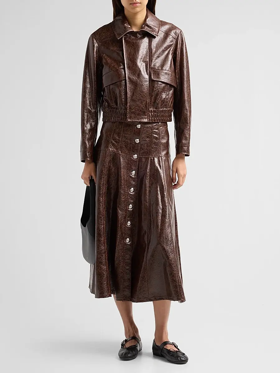 Cinq à Sept Women's Veena Faux-Leather A-Line Midi Skirt | Thumbnail 2 Cinq à Sept Women's Veena Faux-Leather A-Line Midi Skirt | Thumbnail 2
