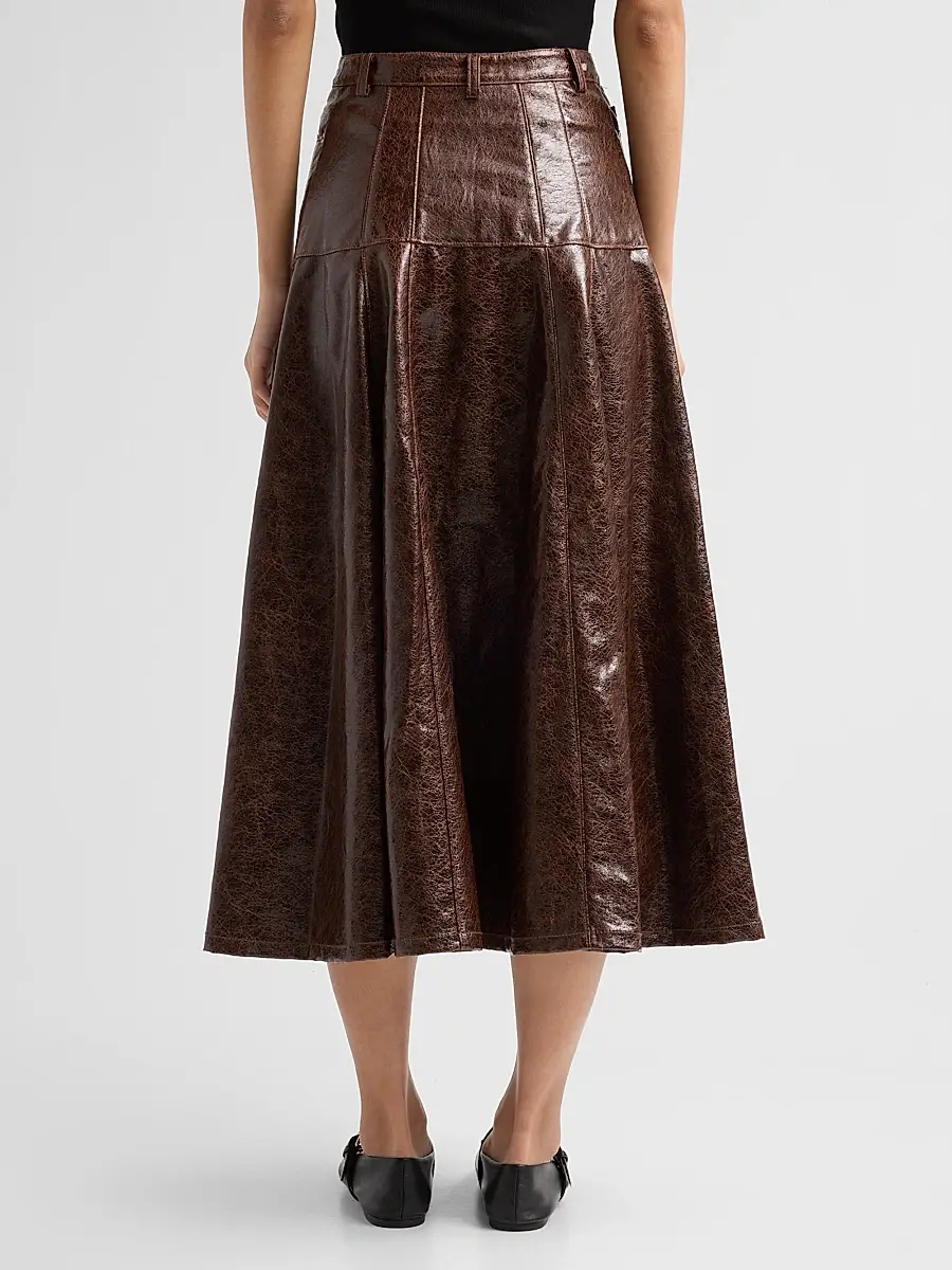Cinq à Sept Women's Veena Faux-Leather A-Line Midi Skirt | Thumbnail 3 Cinq à Sept Women's Veena Faux-Leather A-Line Midi Skirt | Thumbnail 3