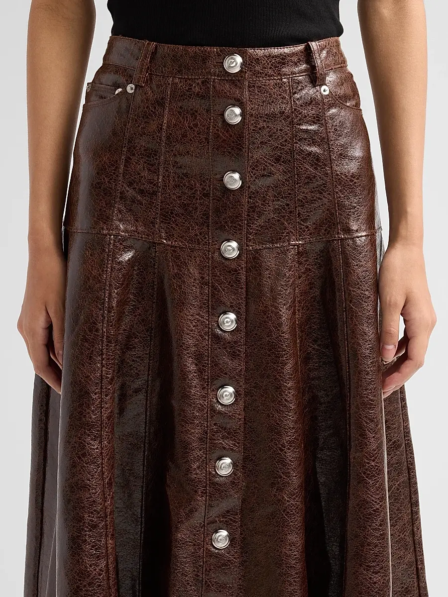 Cinq à Sept Women's Veena Faux-Leather A-Line Midi Skirt | Thumbnail 5 Cinq à Sept Women's Veena Faux-Leather A-Line Midi Skirt | Thumbnail 5