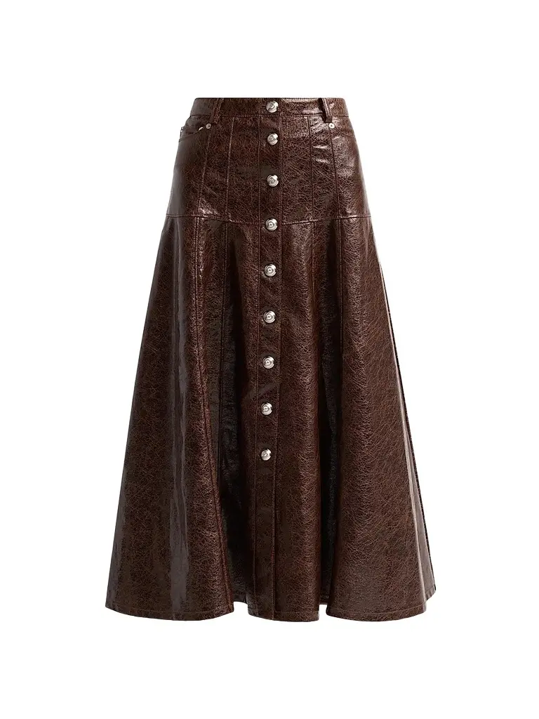 Women's Veena Faux-Leather A-Line Midi Skirt Women's Veena Faux-Leather A-Line Midi Skirt