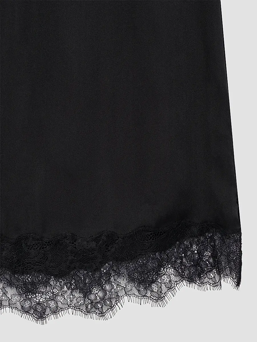 Anine Bing Women's Shelby Silk-Blend Lace-Trim Midi Skirt | Thumbnail 5