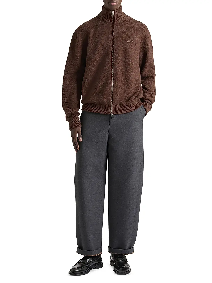 Givenchy Men's Couture Seam Zipped Cardigan in Wool and Cashmere - Dark Havanna | Thumbnail 2 Givenchy Men's Couture Seam Zipped Cardigan in Wool and Cashmere - Dark Havanna | Thumbnail 2