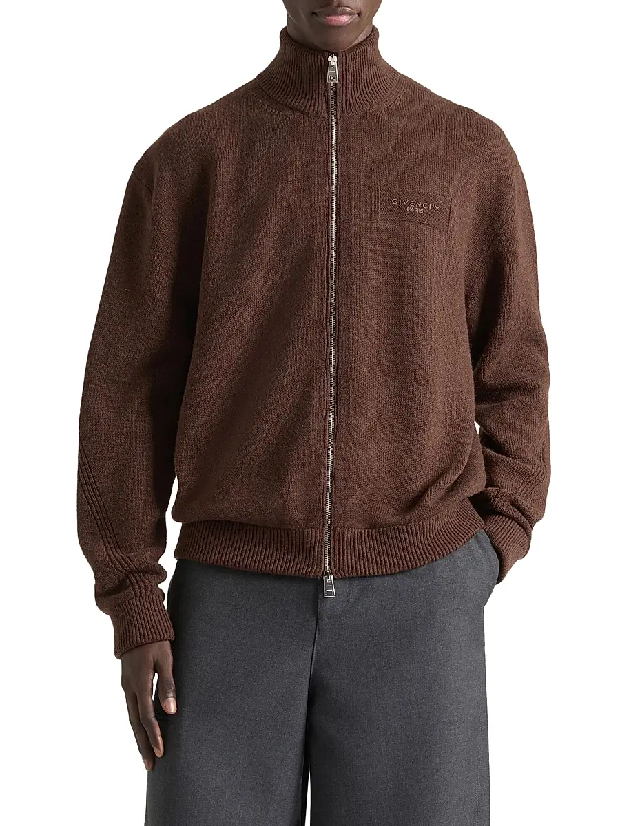 Givenchy Men's Couture Seam Zipped Cardigan in Wool and Cashmere - Dark Havanna | Thumbnail 3 Givenchy Men's Couture Seam Zipped Cardigan in Wool and Cashmere - Dark Havanna | Thumbnail 3