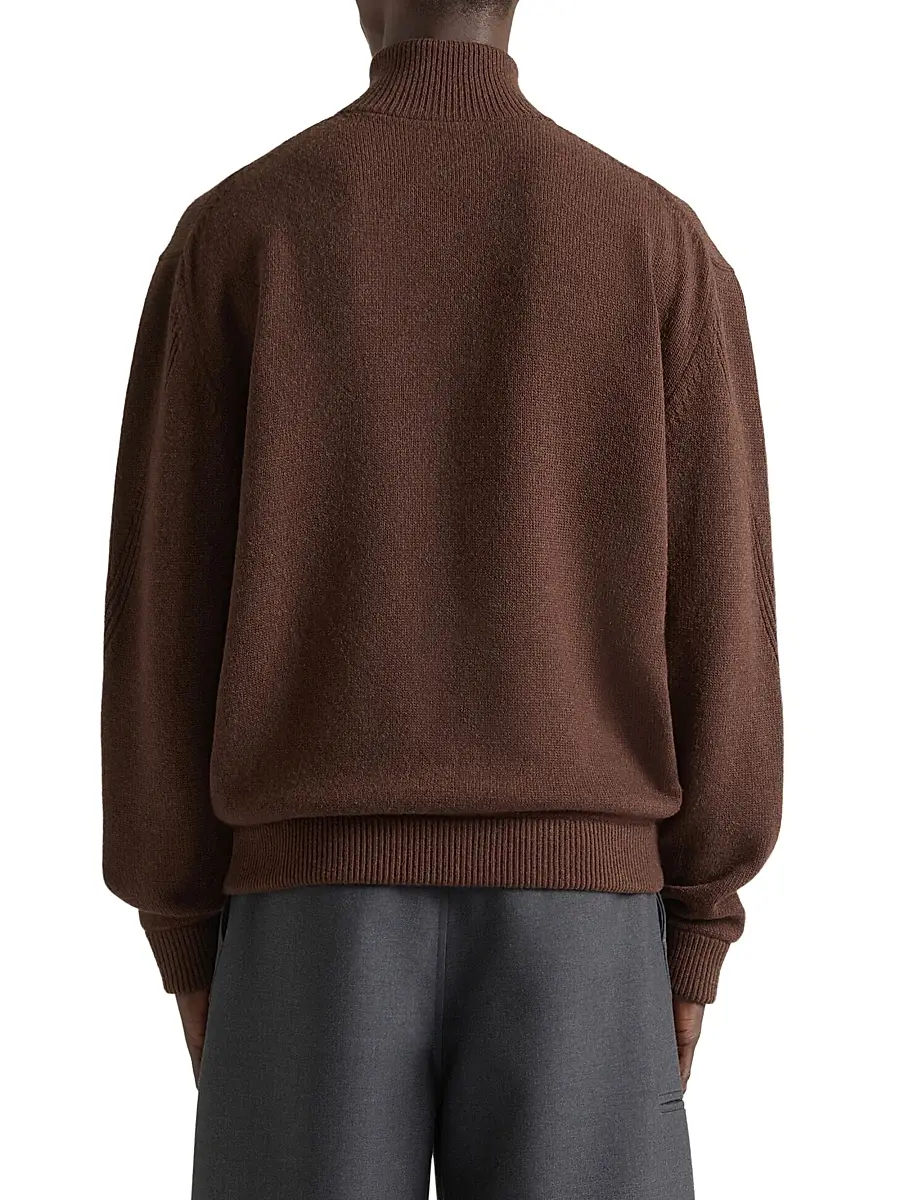 Givenchy Men's Couture Seam Zipped Cardigan in Wool and Cashmere - Dark Havanna | Thumbnail 4 Givenchy Men's Couture Seam Zipped Cardigan in Wool and Cashmere - Dark Havanna | Thumbnail 4