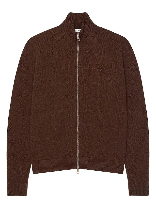 Givenchy Men's Couture Seam Zipped Cardigan in Wool and Cashmere - Dark Havanna