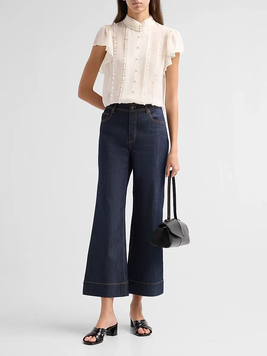 Cinq à Sept Women's Virelle Lace-Trim Sheer Blouse | Thumbnail 2 Cinq à Sept Women's Virelle Lace-Trim Sheer Blouse | Thumbnail 2