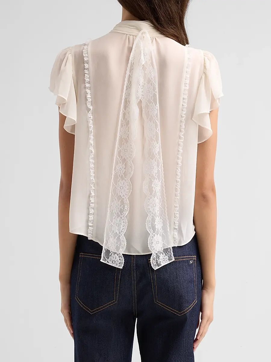 Cinq à Sept Women's Virelle Lace-Trim Sheer Blouse | Thumbnail 3 Cinq à Sept Women's Virelle Lace-Trim Sheer Blouse | Thumbnail 3