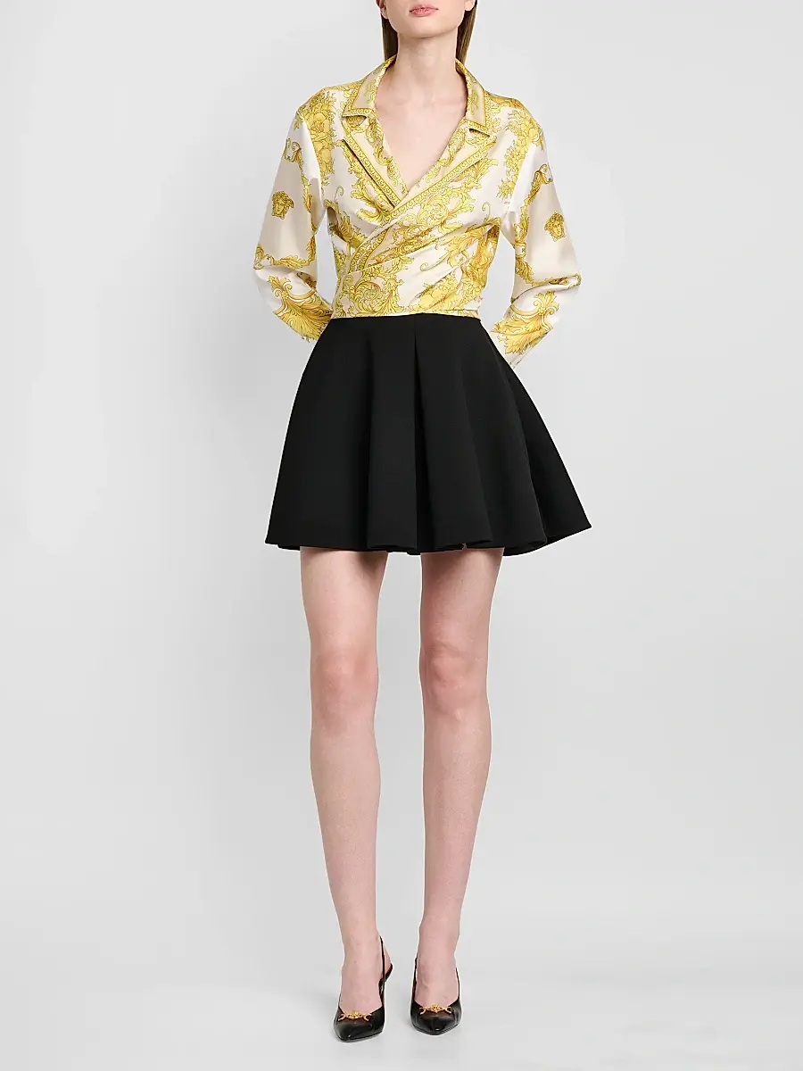 Versace Women's Barocco-Print Silk Wrap Shirt | Thumbnail 2