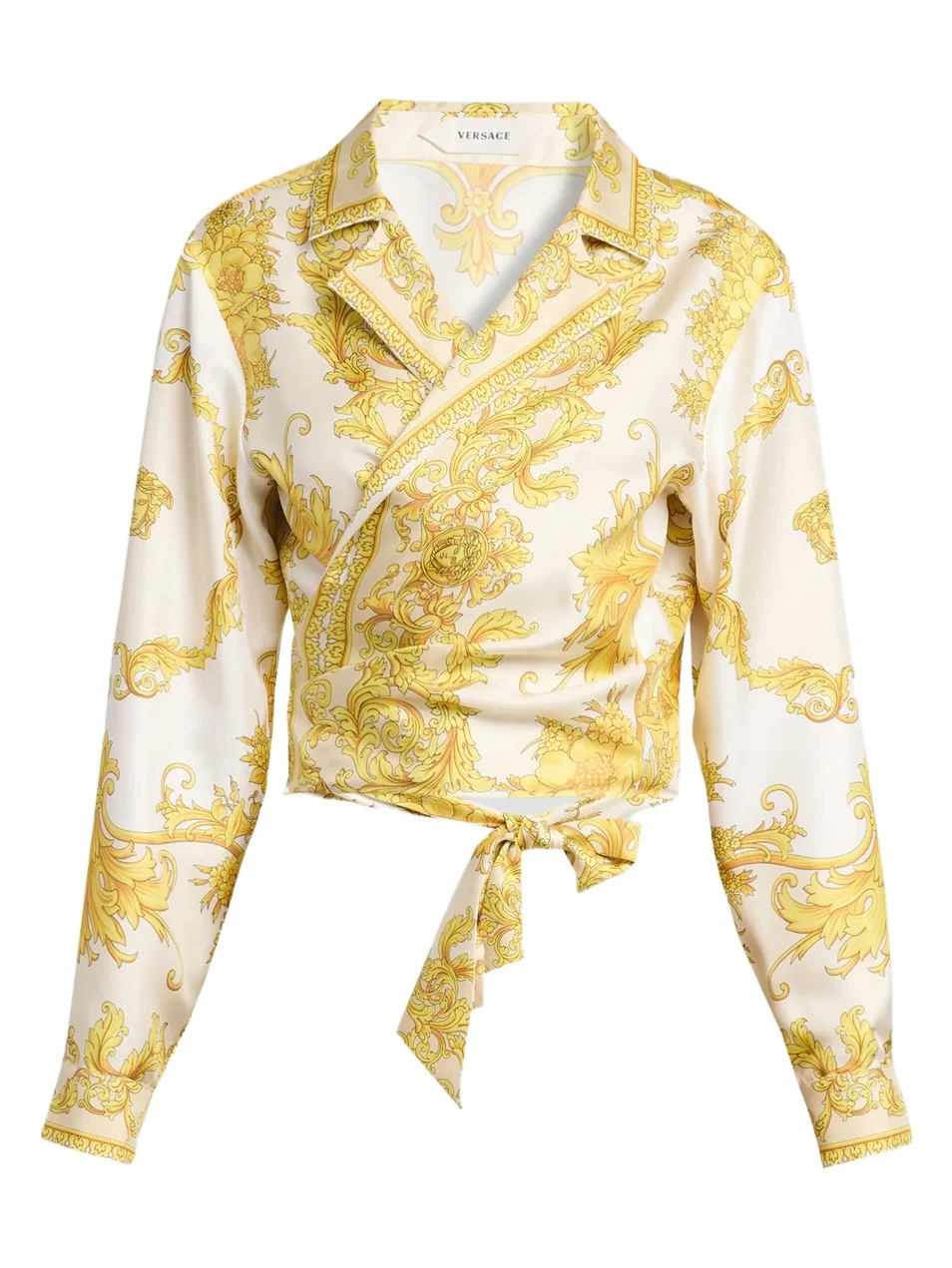 Women's Barocco-Print Silk Wrap Shirt