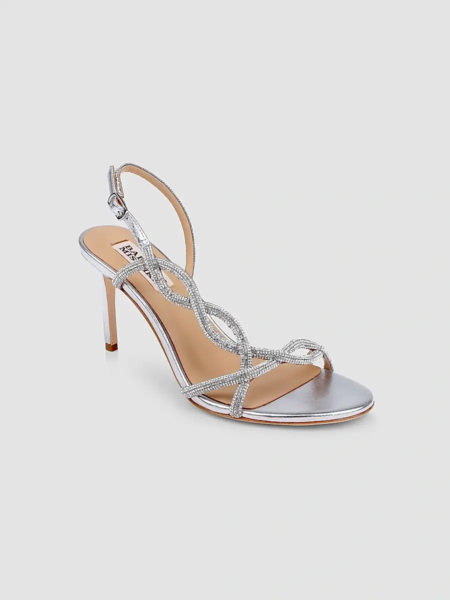 BADGLEY MISCHKA Women's Yulissa 80MM Embellished Leather Slingback Sandals | Thumbnail 2