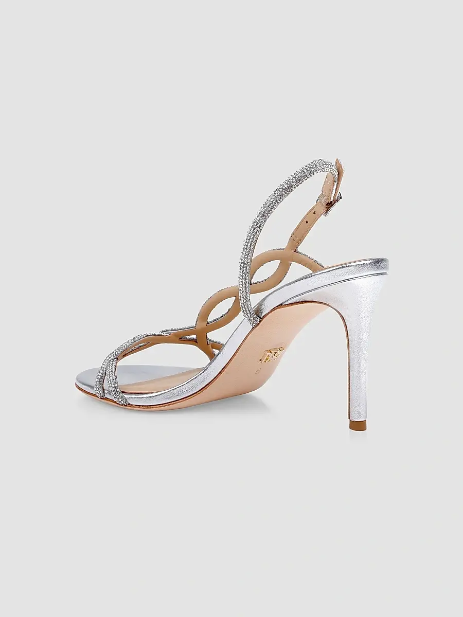 BADGLEY MISCHKA Women's Yulissa 80MM Embellished Leather Slingback Sandals | Thumbnail 3