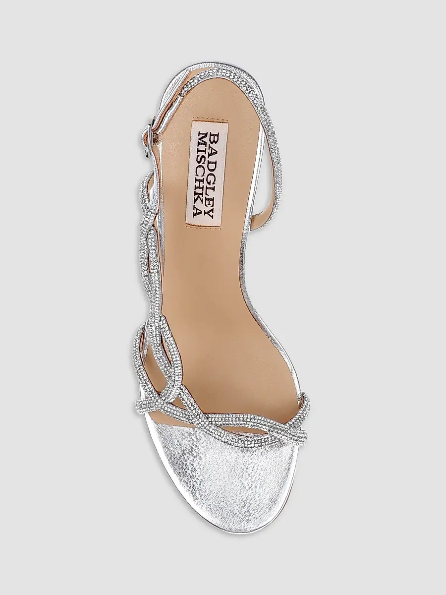 BADGLEY MISCHKA Women's Yulissa 80MM Embellished Leather Slingback Sandals | Thumbnail 4