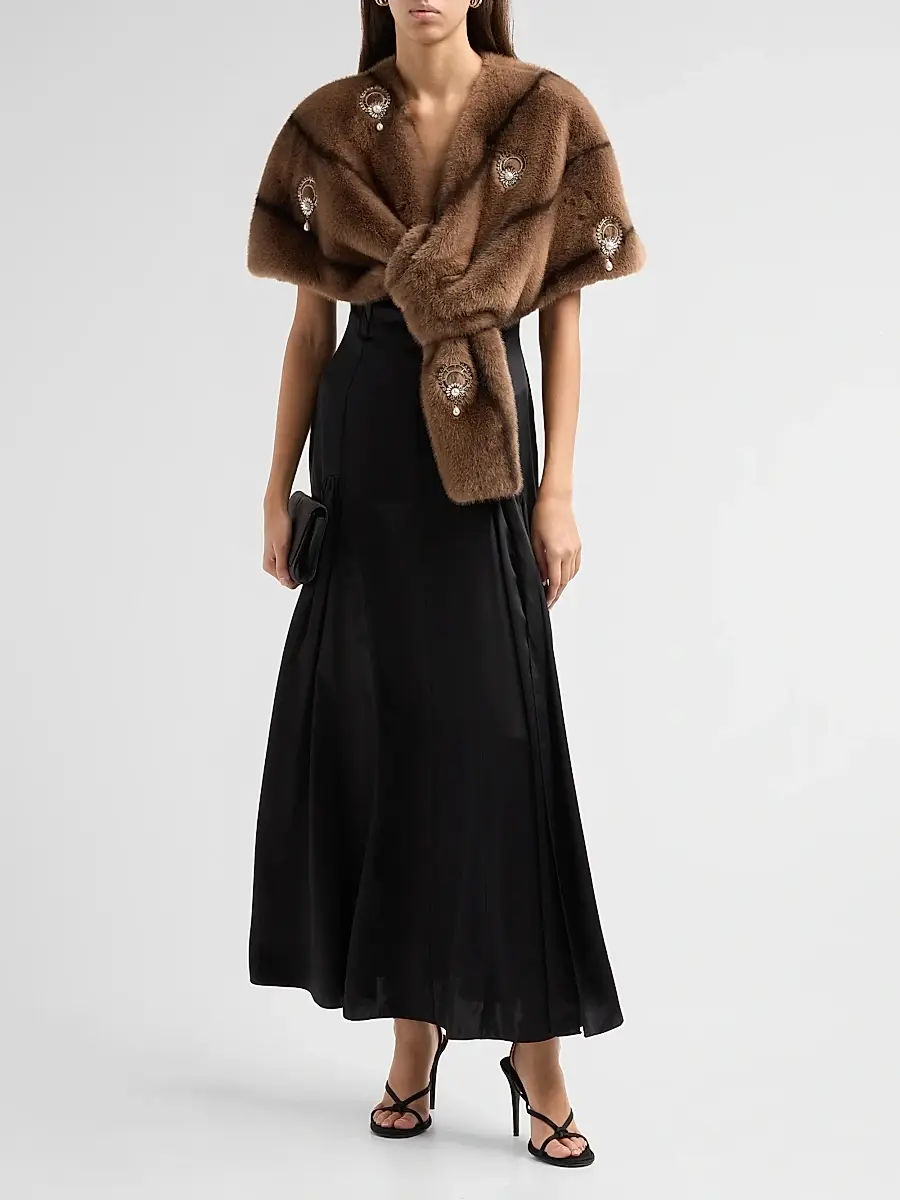 Cinq à Sept Women's Gianella Embellished Fuax-Fur Stole | Thumbnail 2