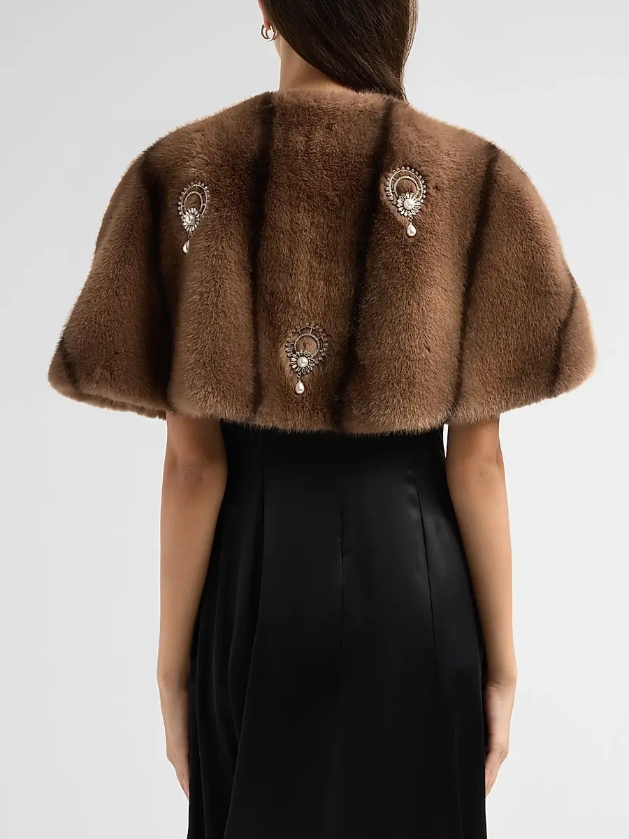 Cinq à Sept Women's Gianella Embellished Fuax-Fur Stole | Thumbnail 3