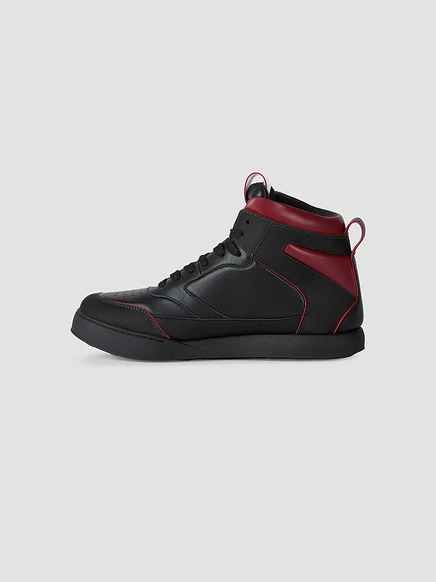 Givenchy Men's Yard High-Top Sneakers in Leather - Black Burgundy | Thumbnail 3 Givenchy Men's Yard High-Top Sneakers in Leather - Black Burgundy | Thumbnail 3