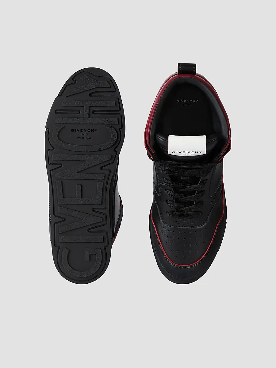 Givenchy Men's Yard High-Top Sneakers in Leather - Black Burgundy | Thumbnail 5 Givenchy Men's Yard High-Top Sneakers in Leather - Black Burgundy | Thumbnail 5