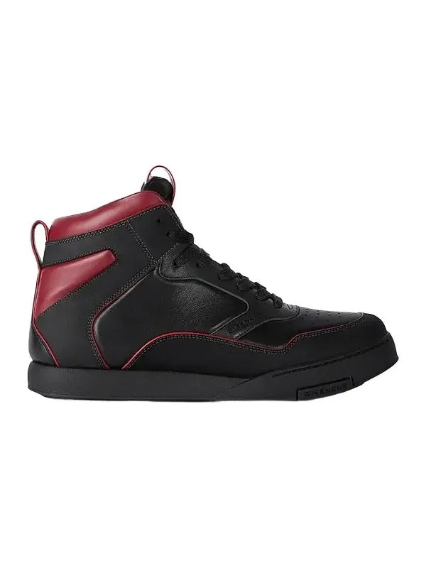 Givenchy Men's Yard High-Top Sneakers in Leather - Black Burgundy