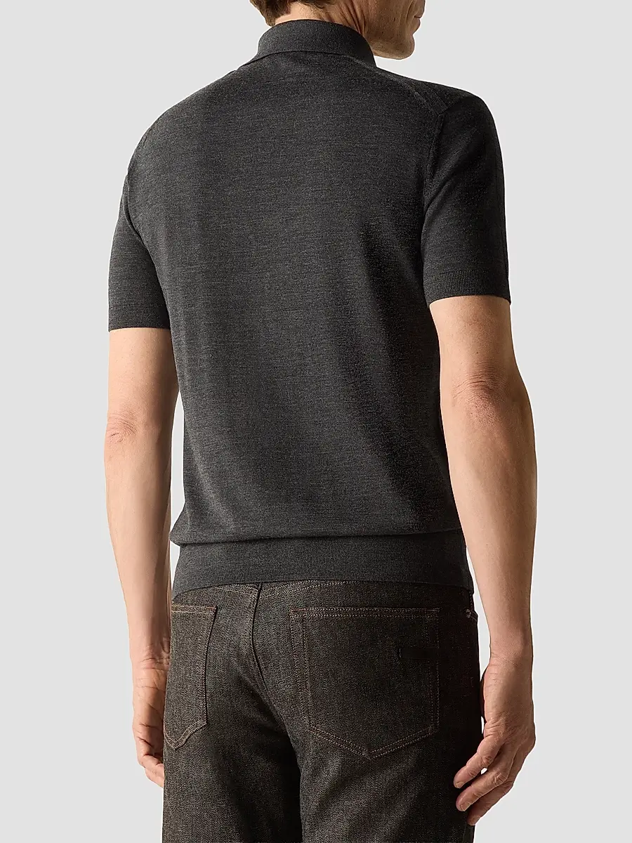 Zegna Men's Trofeo 15milmil15 Wool Polo Shirt | Thumbnail 3