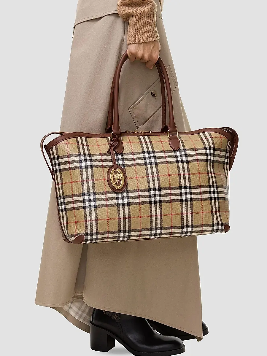 Burberry Women's Checked Cotton Canvas Tote Bag | Thumbnail 2 Burberry Women's Checked Cotton Canvas Tote Bag | Thumbnail 2