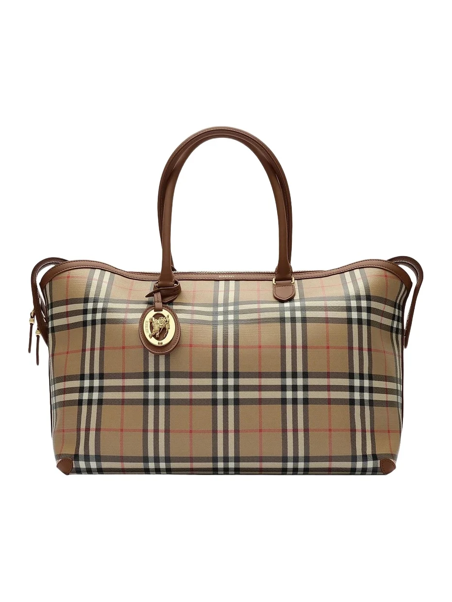 Burberry Women's Checked Cotton Canvas Tote Bag