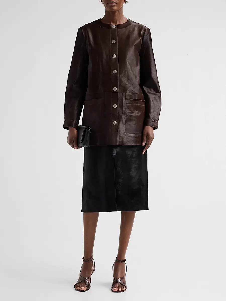 Kobi Halperin Women's Lisa Leather & Calf Hair Button-Front Coat | Thumbnail 2 Kobi Halperin Women's Lisa Leather & Calf Hair Button-Front Coat | Thumbnail 2