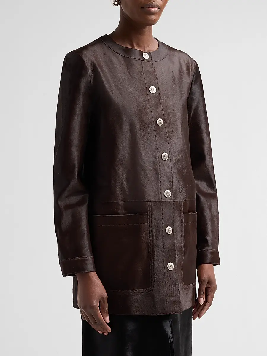 Kobi Halperin Women's Lisa Leather & Calf Hair Button-Front Coat | Thumbnail 4 Kobi Halperin Women's Lisa Leather & Calf Hair Button-Front Coat | Thumbnail 4
