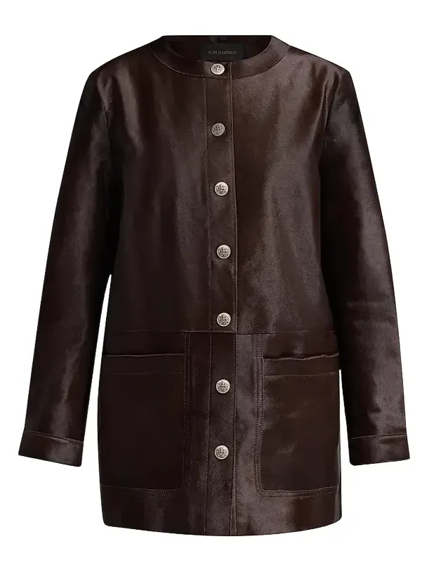 Kobi Halperin Women's Lisa Leather & Calf Hair Button-Front Coat