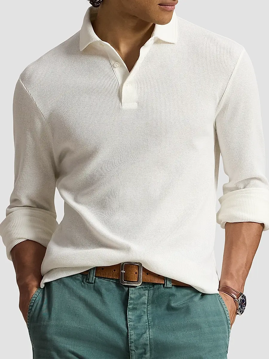 Polo Ralph Lauren Men's Standard-Fit Waffle-Knit Polo Shirt | Thumbnail 4 Polo Ralph Lauren Men's Standard-Fit Waffle-Knit Polo Shirt | Thumbnail 4
