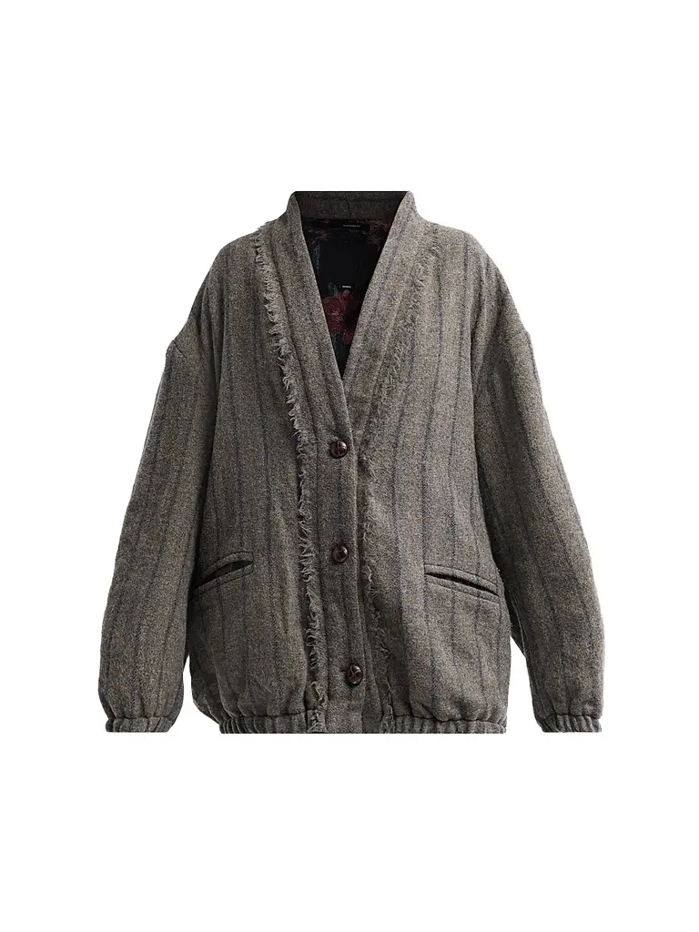 Women's Striped Virgin Wool Cardigan