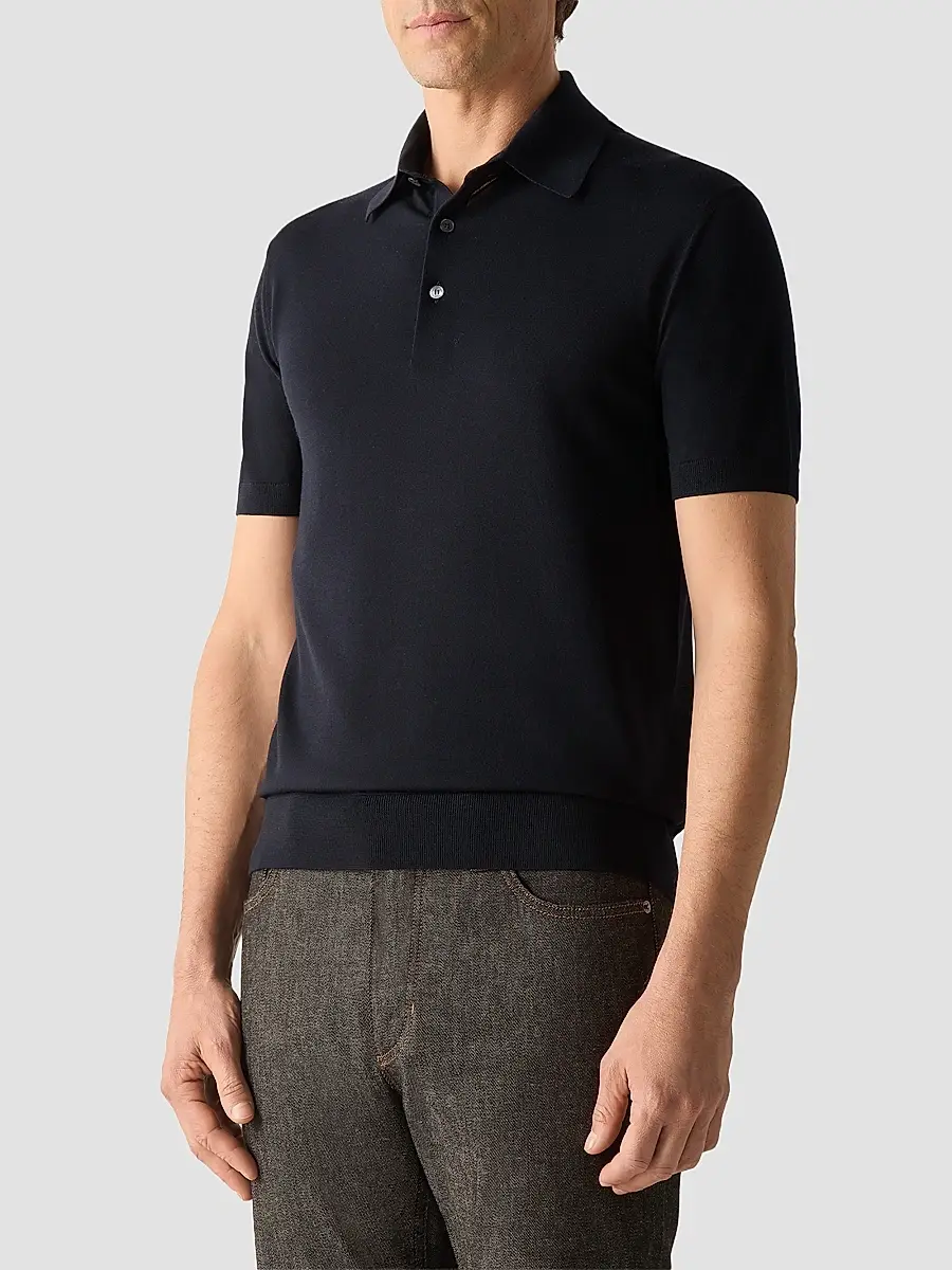 Zegna Men's Trofeo 15milmil15 Wool Polo Shirt | Thumbnail 2