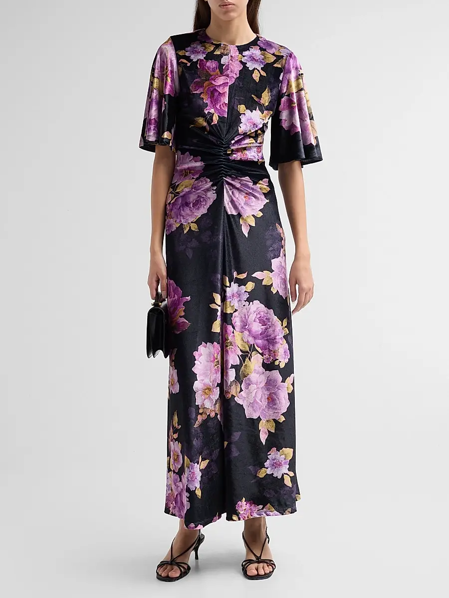 Hemant & Nandita Women's Floral Ruched Maxi Dress | Thumbnail 2 Hemant & Nandita Women's Floral Ruched Maxi Dress | Thumbnail 2