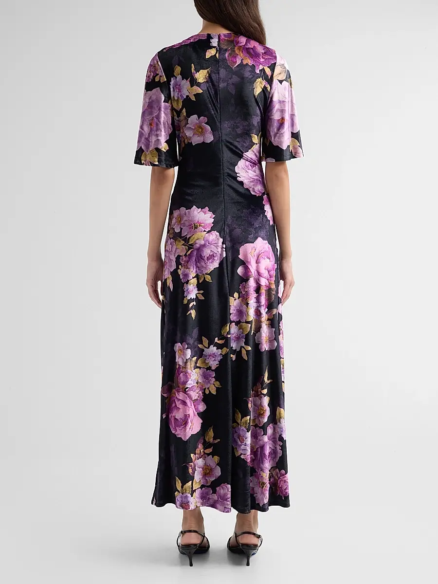 Hemant & Nandita Women's Floral Ruched Maxi Dress | Thumbnail 3 Hemant & Nandita Women's Floral Ruched Maxi Dress | Thumbnail 3