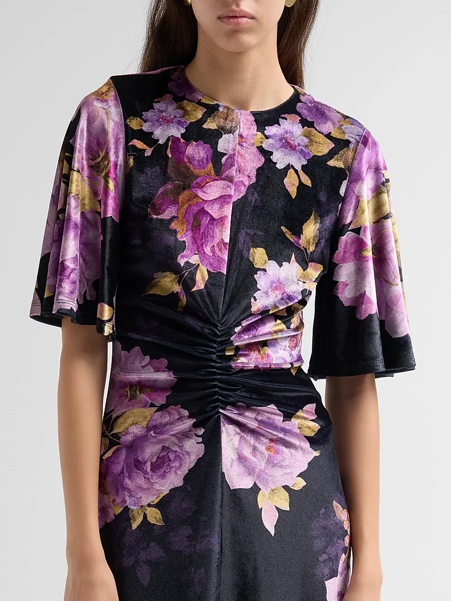 Hemant & Nandita Women's Floral Ruched Maxi Dress | Thumbnail 5 Hemant & Nandita Women's Floral Ruched Maxi Dress | Thumbnail 5