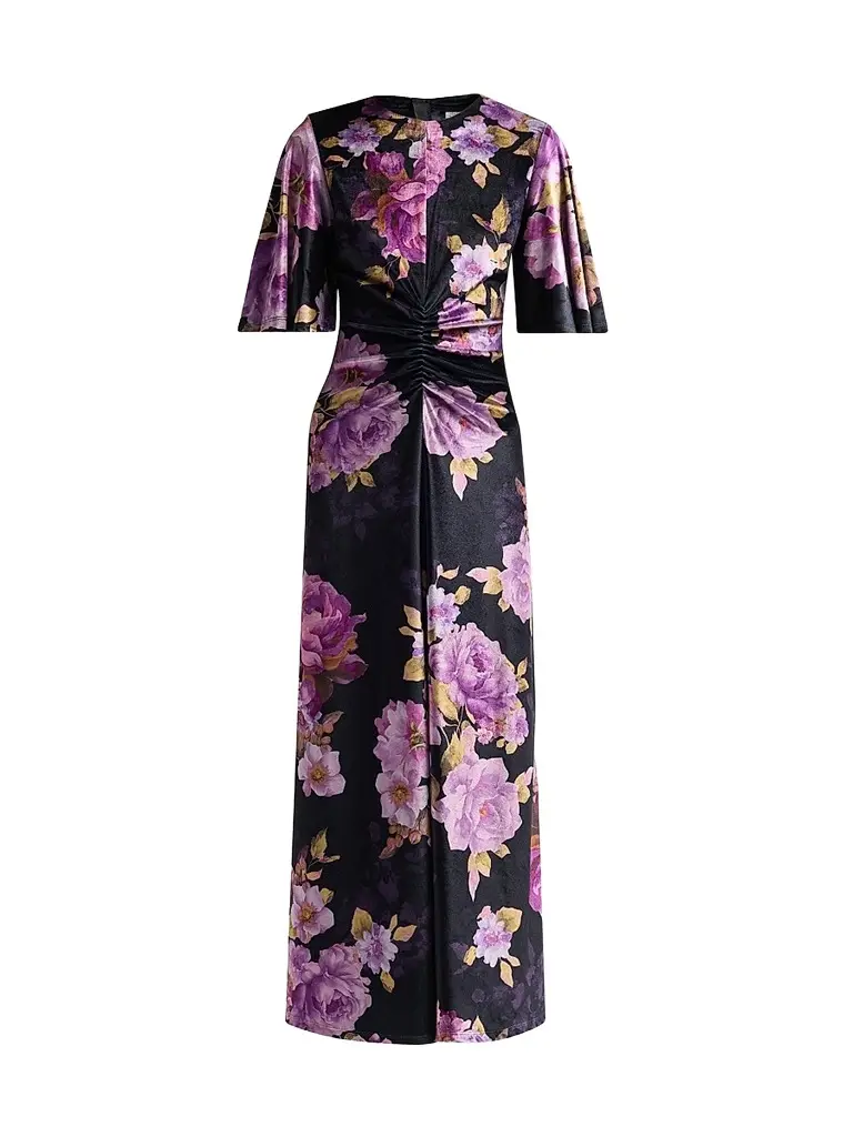 Hemant & Nandita Women's Floral Ruched Maxi Dress