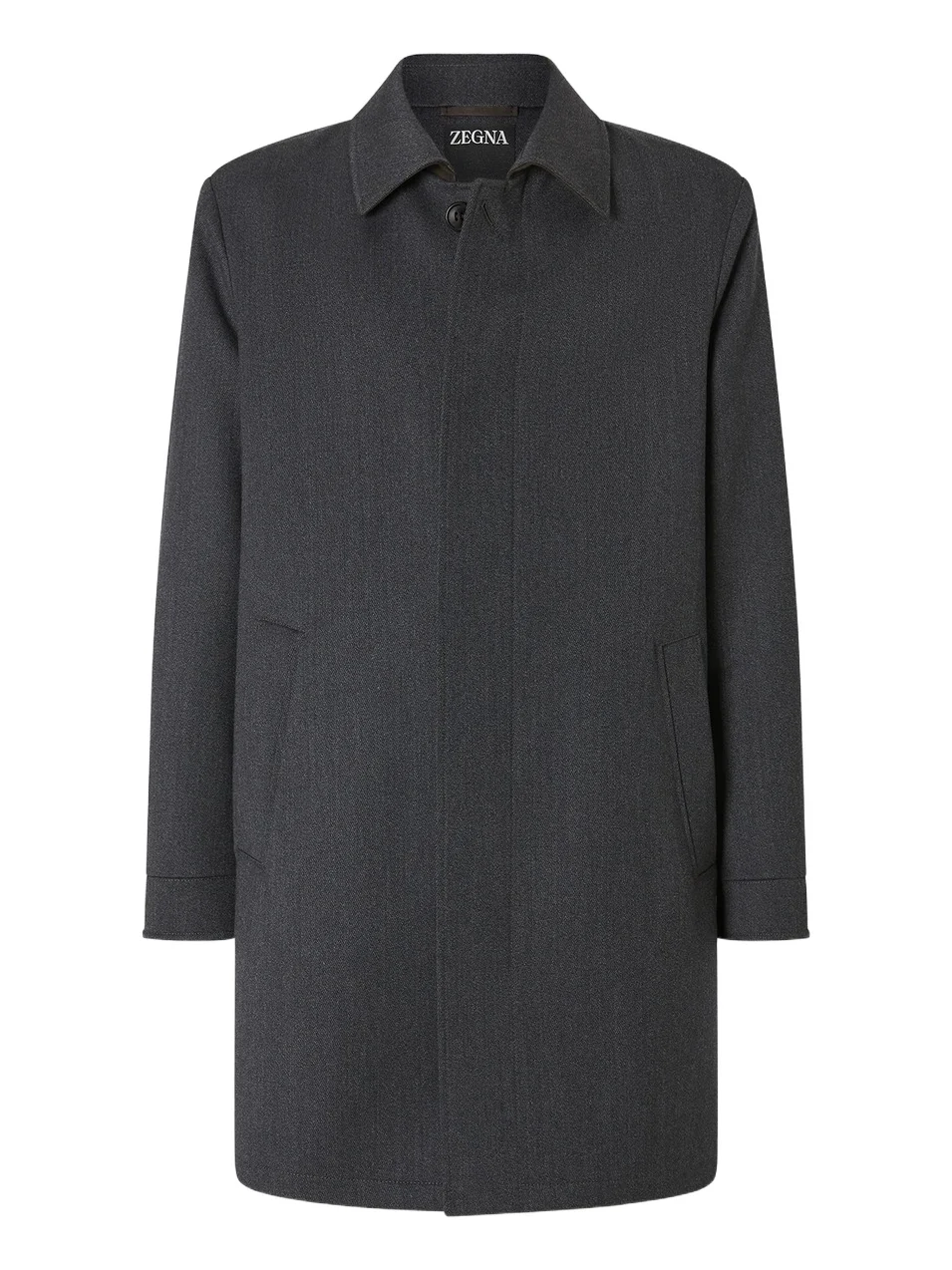 Zegna Men's Wool and Cashmere Trenchcoat - Black Melange