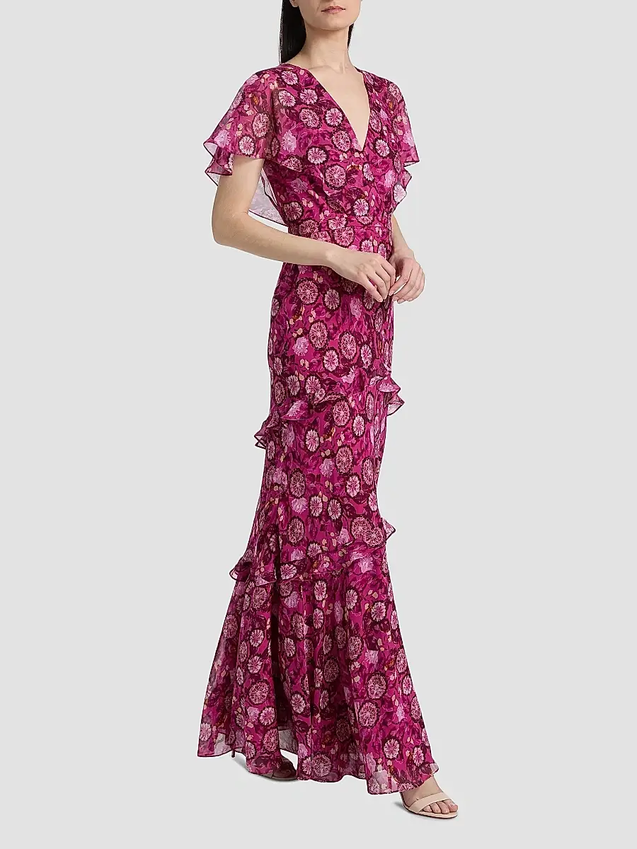Saloni Women's Sarita Floral Silk Maxi Dress | Thumbnail 2 Saloni Women's Sarita Floral Silk Maxi Dress | Thumbnail 2
