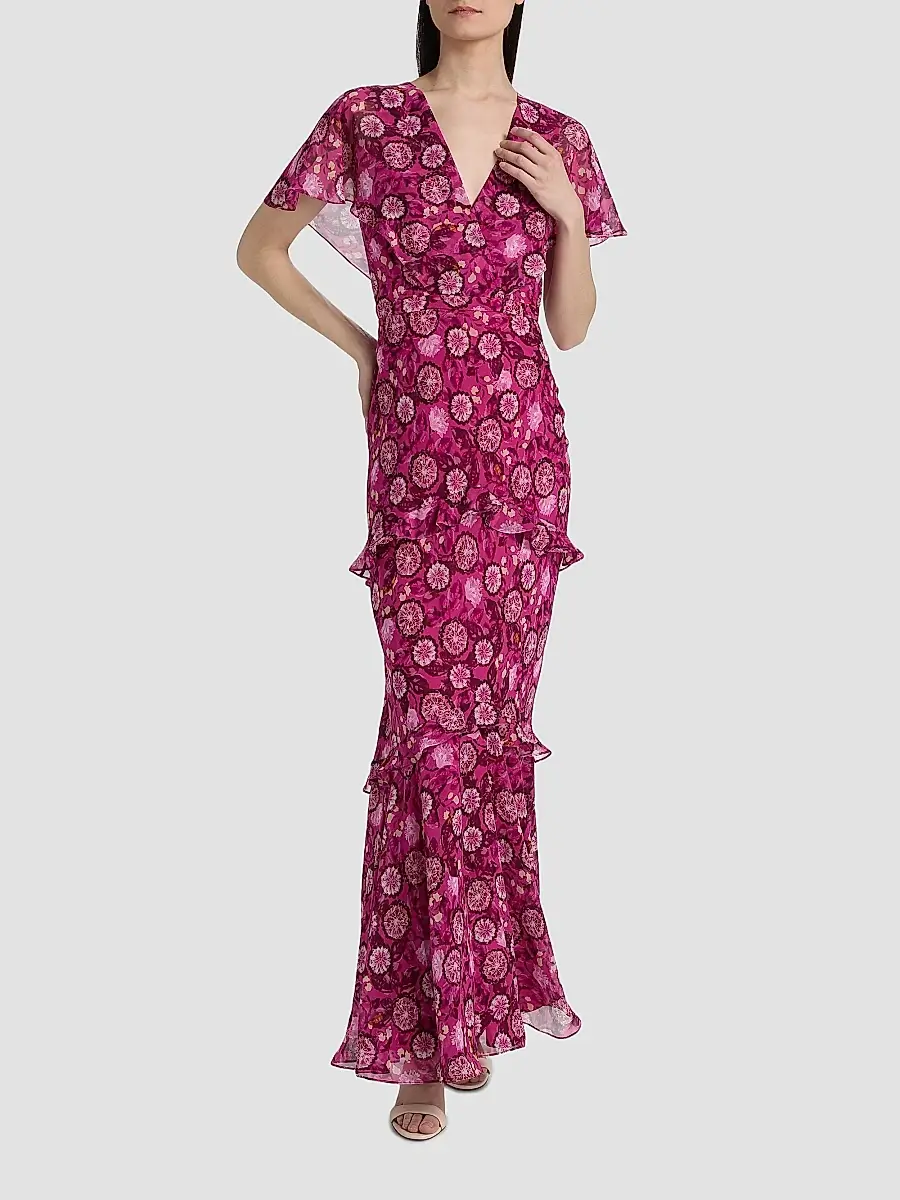 Saloni Women's Sarita Floral Silk Maxi Dress | Thumbnail 3 Saloni Women's Sarita Floral Silk Maxi Dress | Thumbnail 3