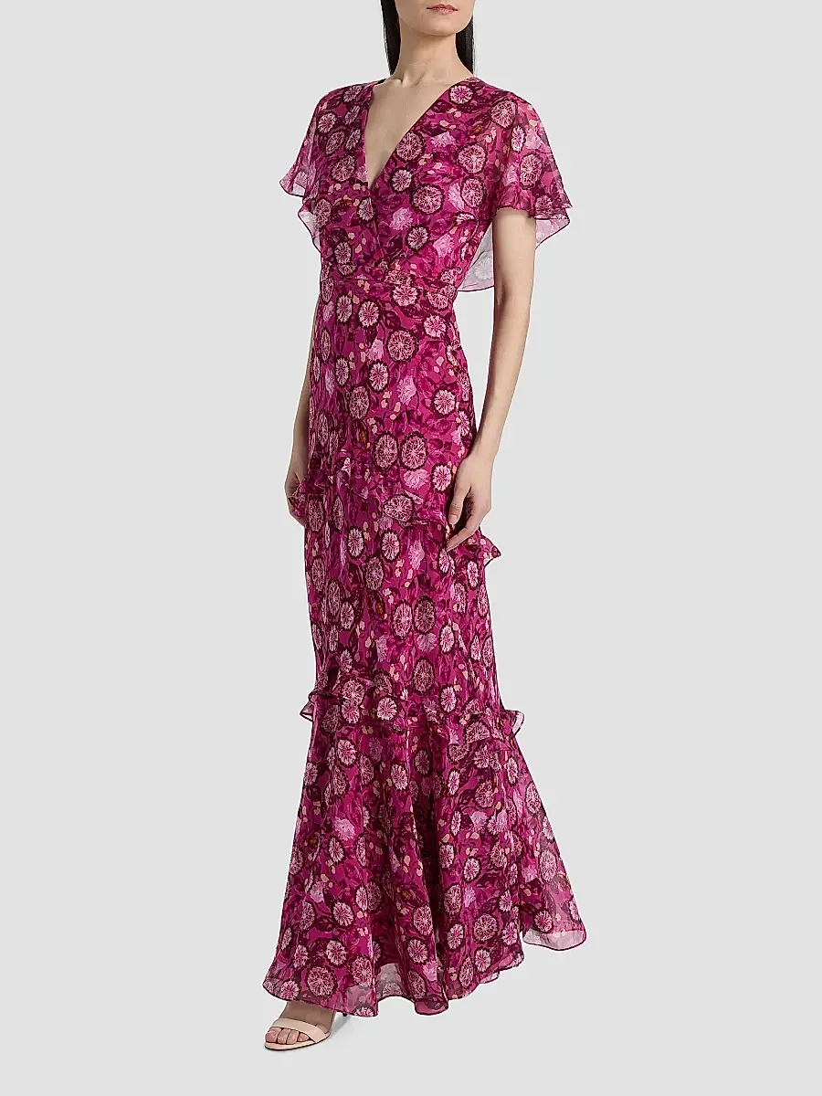 Saloni Women's Sarita Floral Silk Maxi Dress | Thumbnail 4 Saloni Women's Sarita Floral Silk Maxi Dress | Thumbnail 4