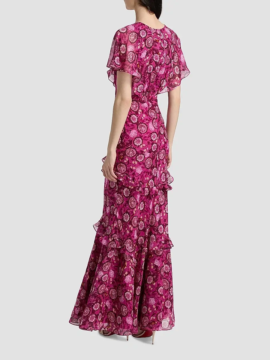 Saloni Women's Sarita Floral Silk Maxi Dress | Thumbnail 5 Saloni Women's Sarita Floral Silk Maxi Dress | Thumbnail 5