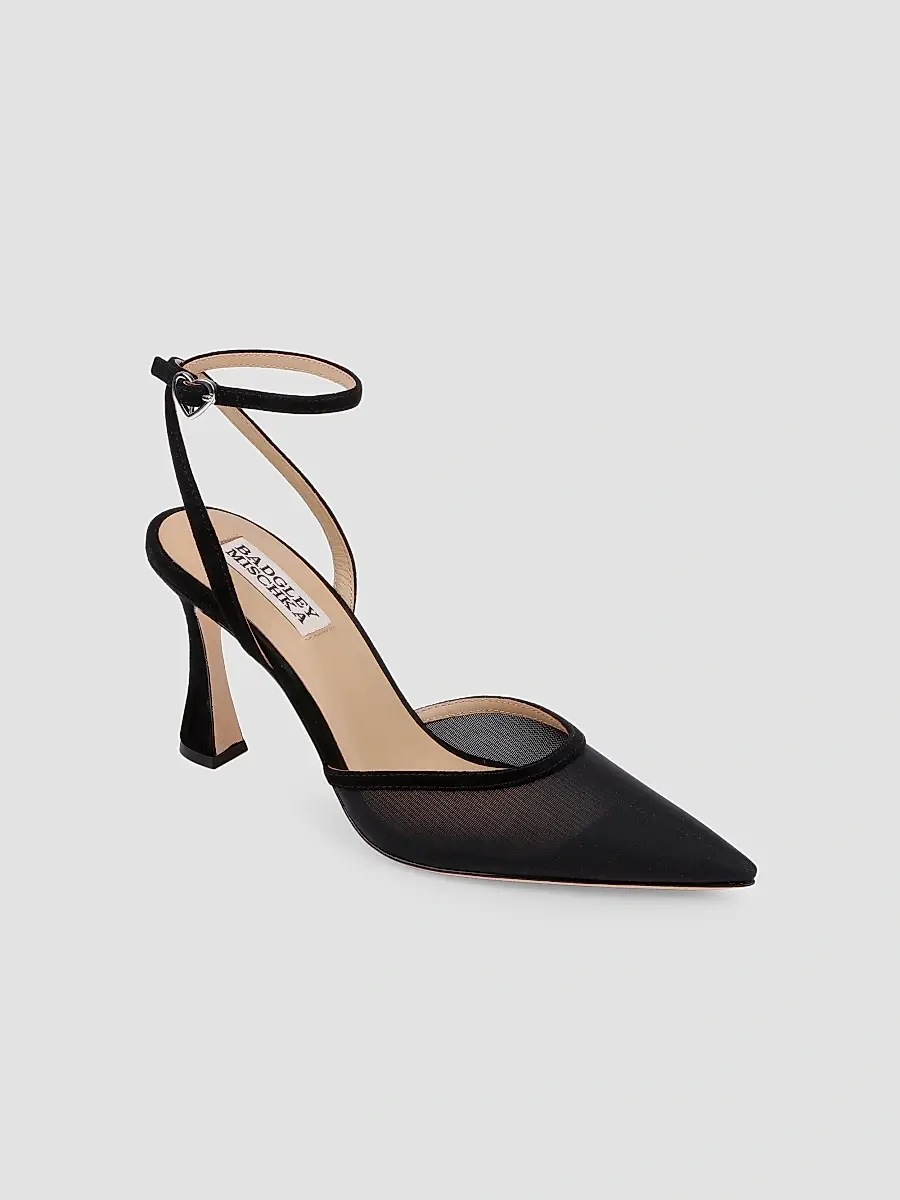 BADGLEY MISCHKA Women's Yordan 85MM Suede & Mesh Pumps - Black Suede | Thumbnail 2 BADGLEY MISCHKA Women's Yordan 85MM Suede & Mesh Pumps - Black Suede | Thumbnail 2