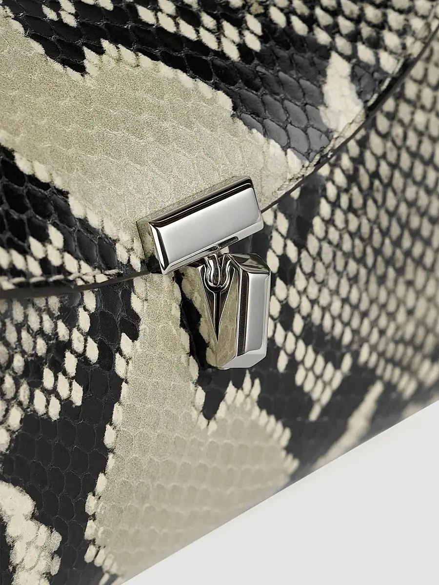 TOTEME Women's Mini T-Lock Python-Embossed Clutch | Thumbnail 4