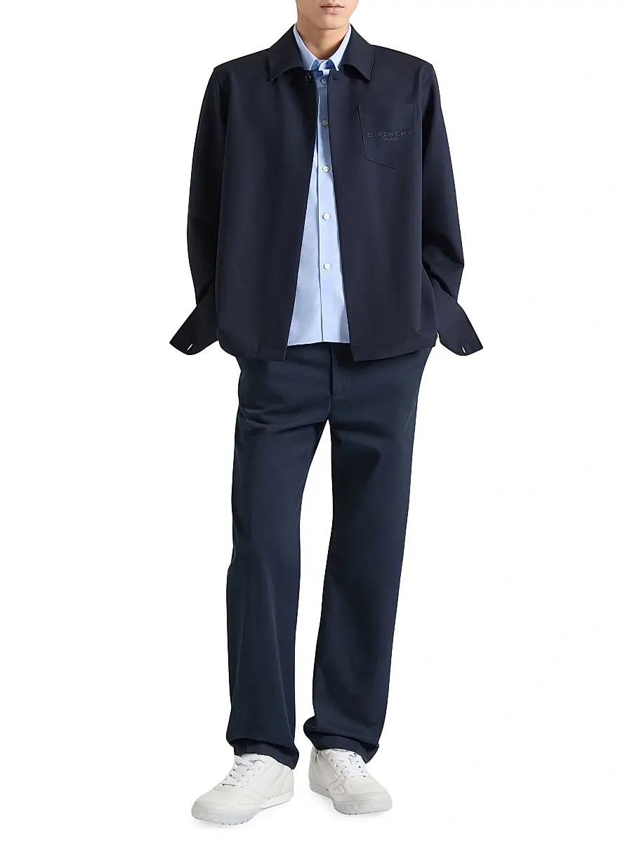 Givenchy Men's Trompe Layered Shirt in Wool - Night Blue | Thumbnail 2 Givenchy Men's Trompe Layered Shirt in Wool - Night Blue | Thumbnail 2