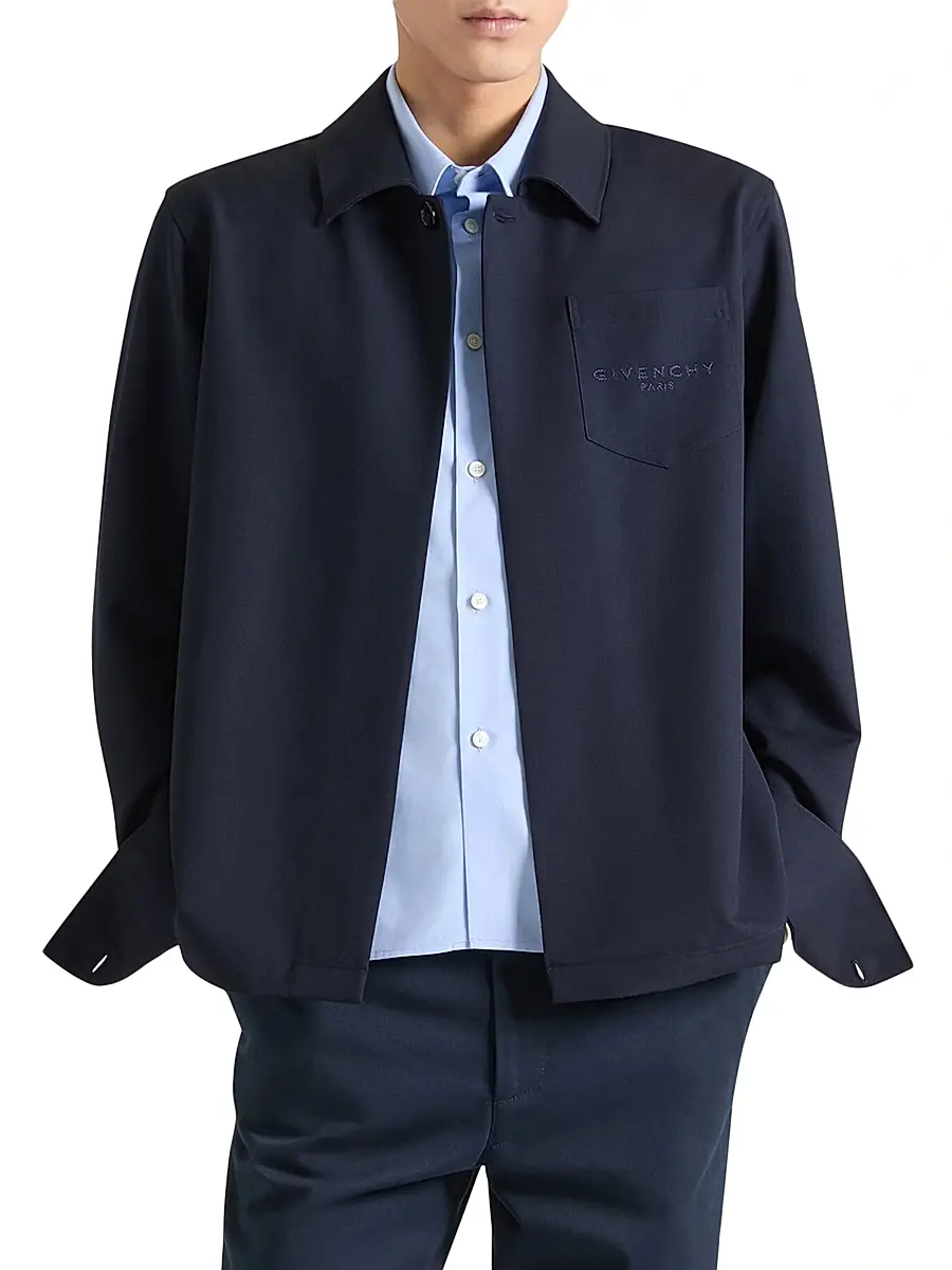 Givenchy Men's Trompe Layered Shirt in Wool - Night Blue | Thumbnail 3 Givenchy Men's Trompe Layered Shirt in Wool - Night Blue | Thumbnail 3