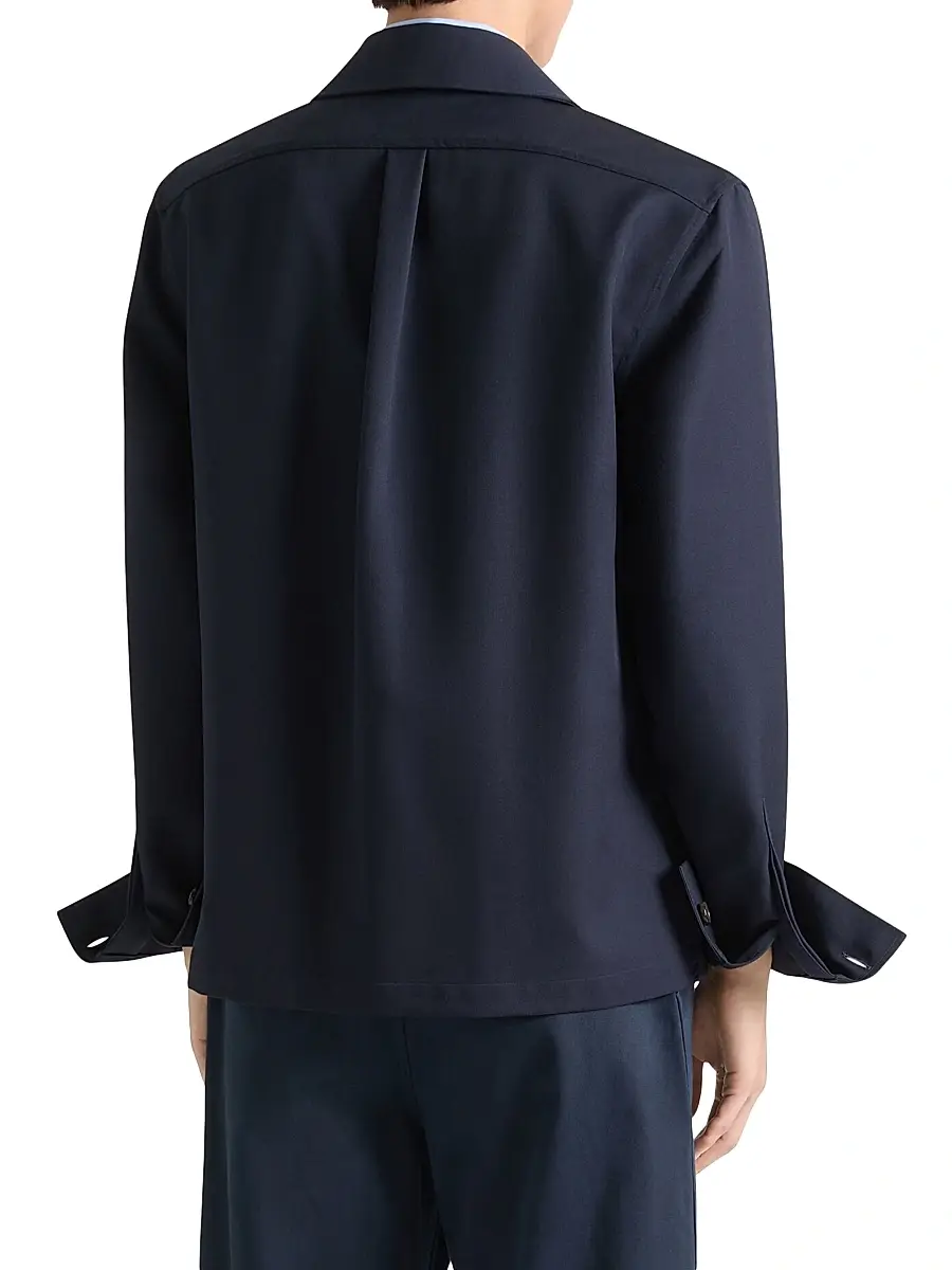 Givenchy Men's Trompe Layered Shirt in Wool - Night Blue | Thumbnail 4 Givenchy Men's Trompe Layered Shirt in Wool - Night Blue | Thumbnail 4