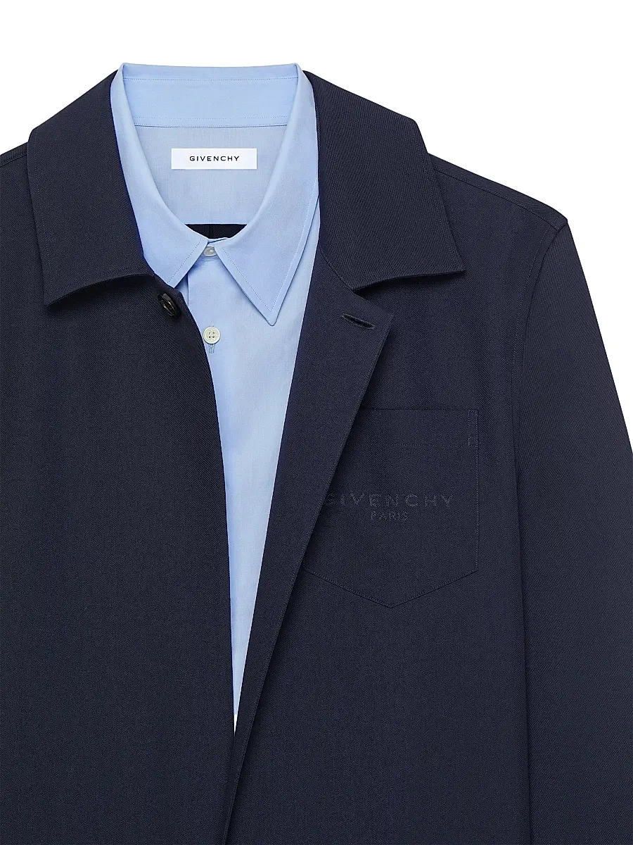 Givenchy Men's Trompe Layered Shirt in Wool - Night Blue | Thumbnail 5 Givenchy Men's Trompe Layered Shirt in Wool - Night Blue | Thumbnail 5