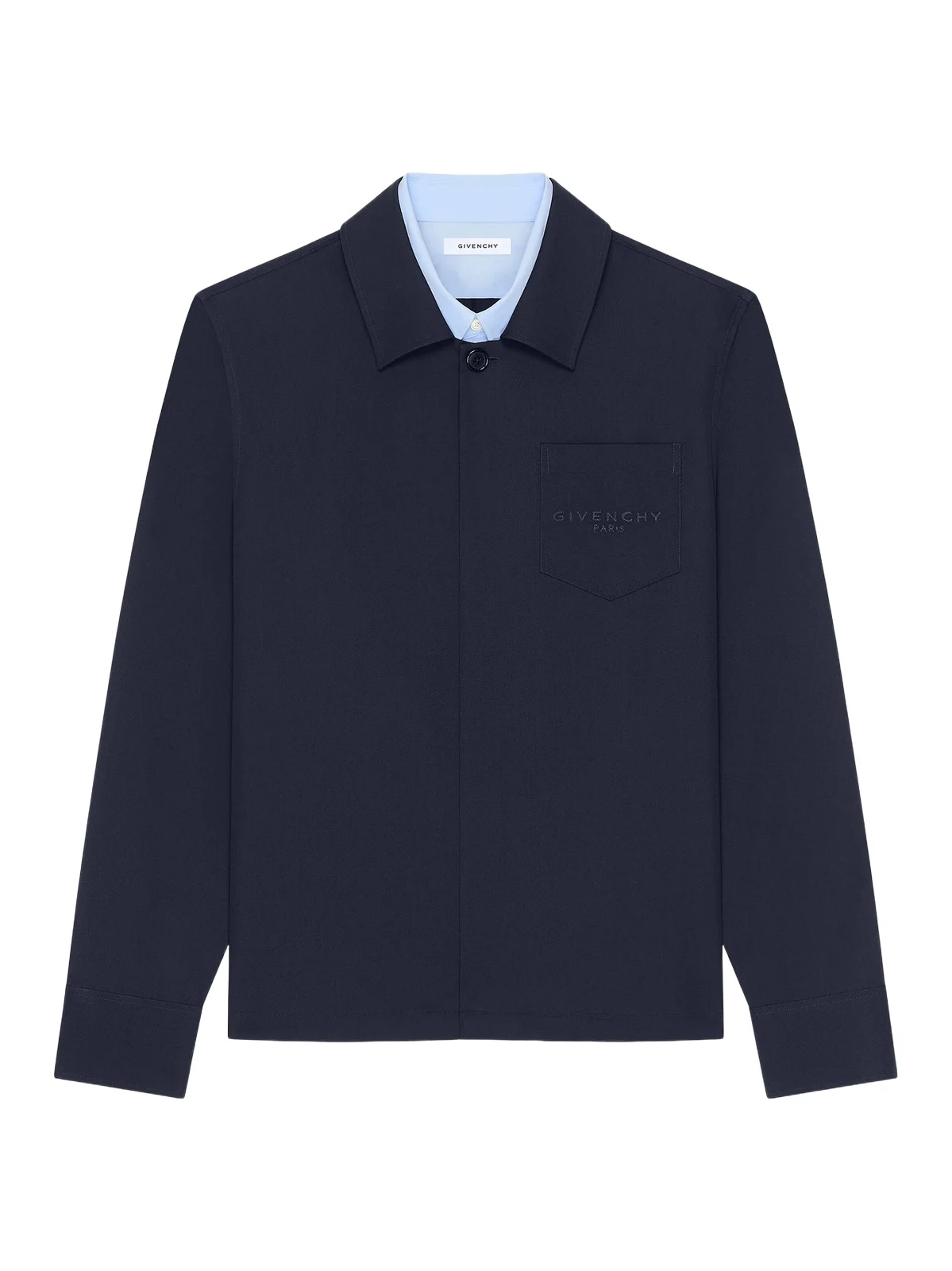 Givenchy Men's Trompe Layered Shirt in Wool - Night Blue