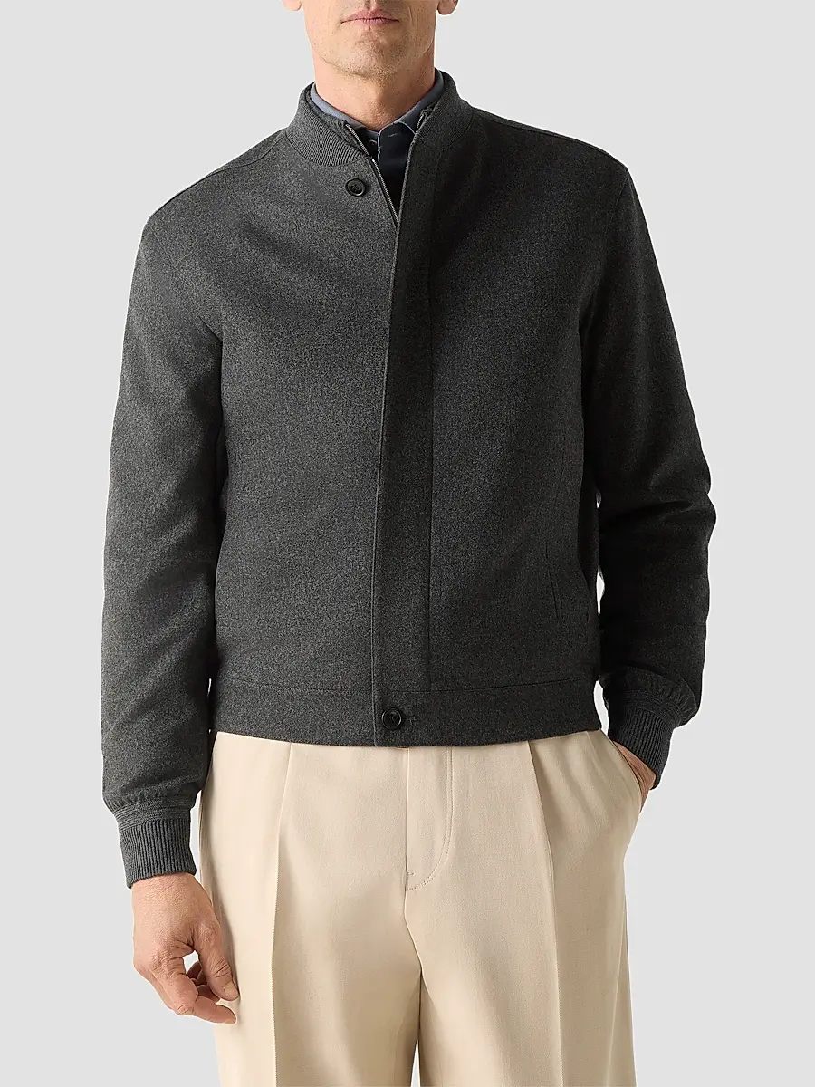 Zegna Men's Oasi Cashmere Elements Bomber Jacket | Thumbnail 2 Zegna Men's Oasi Cashmere Elements Bomber Jacket | Thumbnail 2