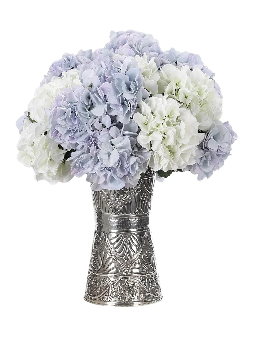 NDI Faux Hydrangeas In Silver Vase - Blue