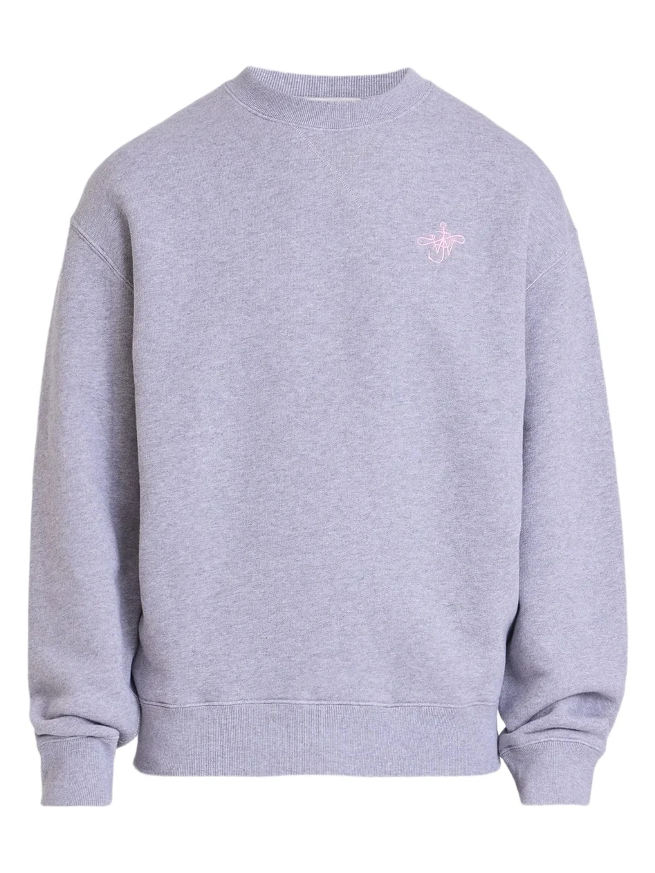JW Anderson Men's Ribbon Anchor Cotton Crewneck Sweatshirt