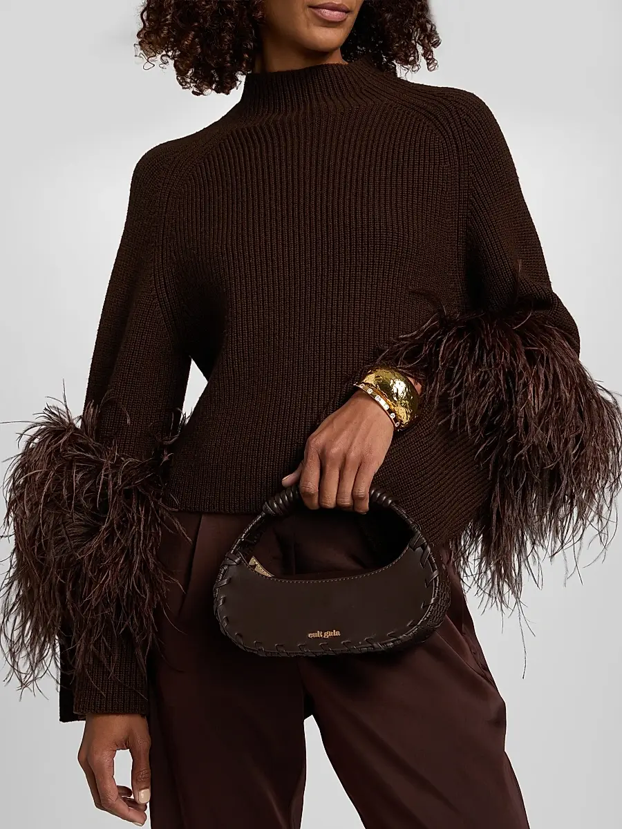 Lapointe Women's Merino Wool Feather-Trimmed Sweater | Thumbnail 6 Lapointe Women's Merino Wool Feather-Trimmed Sweater | Thumbnail 6